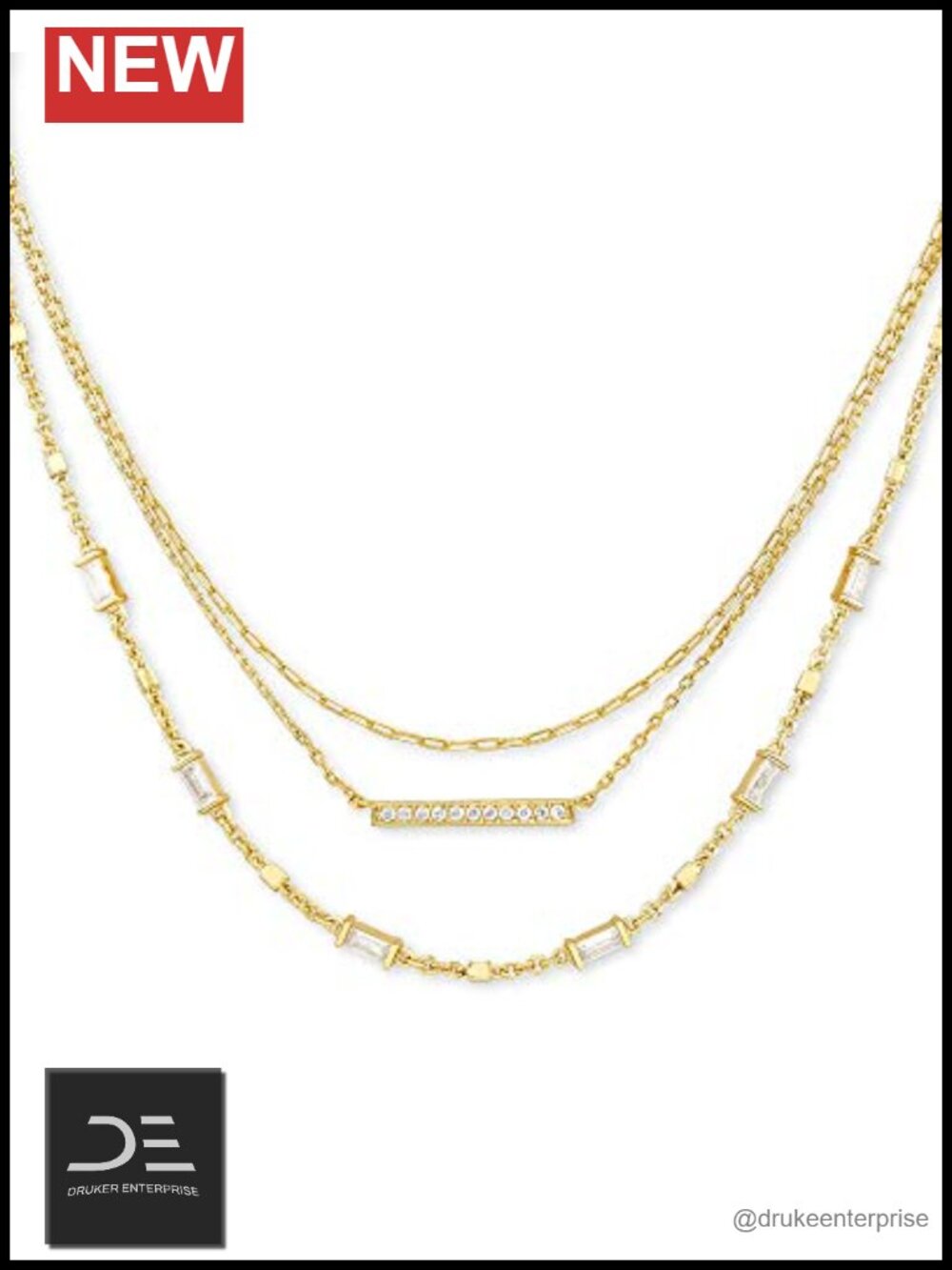 Kendra Scott Multi Strand Necklace Gold Plated Brass Layered